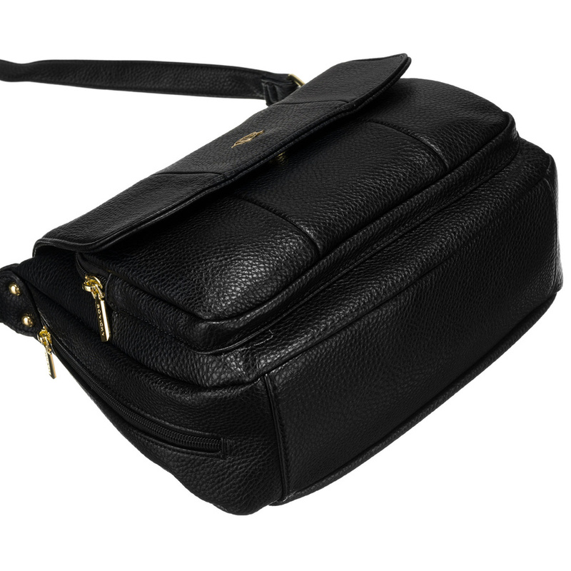 Pojemna, beżowa torebka damska na ramię z kieszeniami - Rovicky