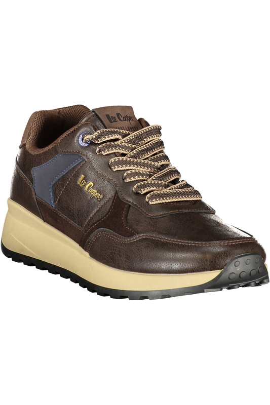 Brązowe sneakersy męskie LEE COOPER Lcm 628110 – niebieskie detale