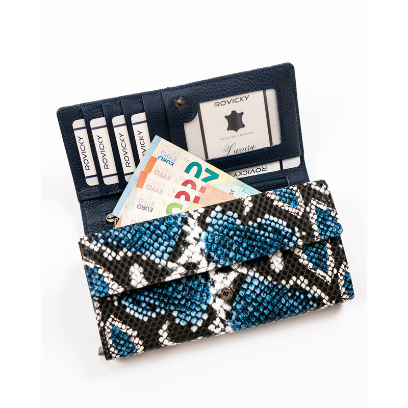 Podłużna portmonetka Stylowy damski portfel ze wzorem skóry węża Cavaldi