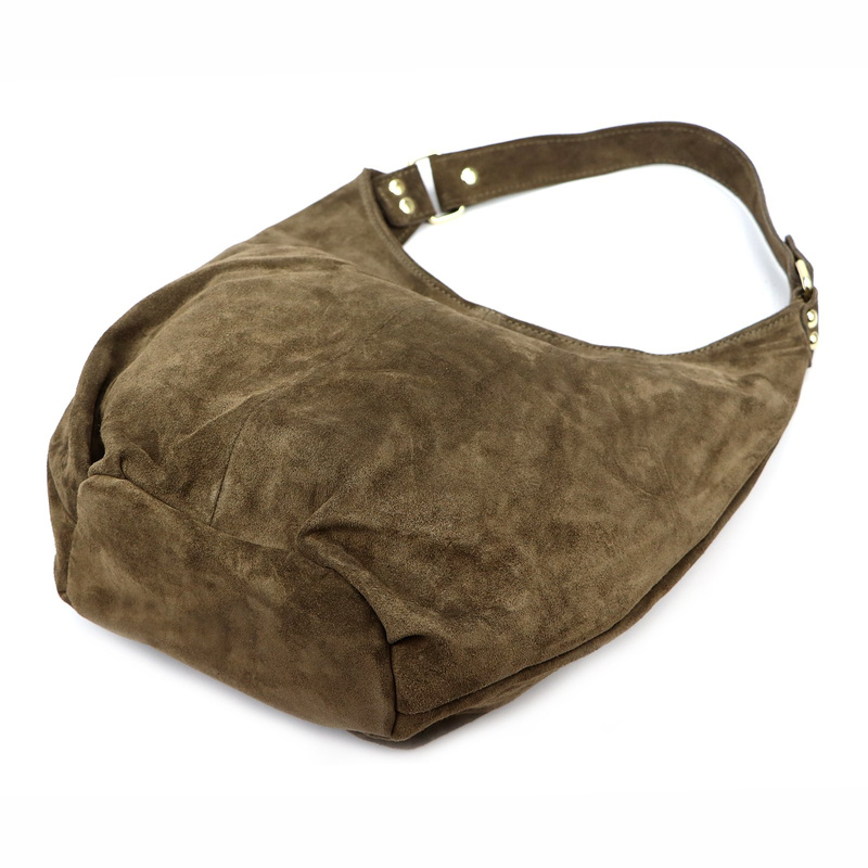 Vera Pelle damska torebka na ramię skóra naturalna zamszowa shopperbag