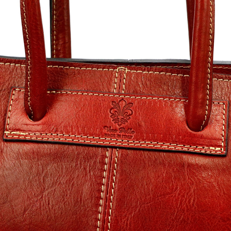 Florence Duża Damska skórzana torebka na dokumenty do pracy z paskiem