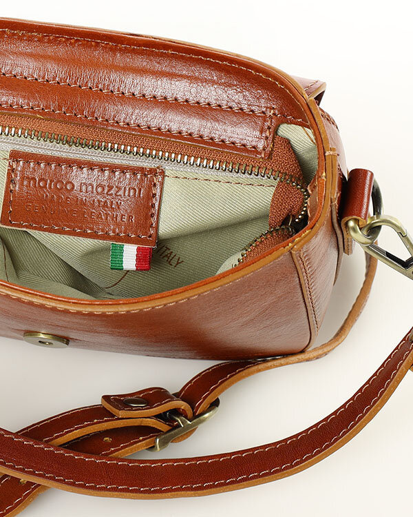 Torebka skórzana crossbody bag MAZZINI VERONA - camel