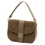 Vera Pelle Damska skórzana listonoszka torebka przez ramię z kieszenią