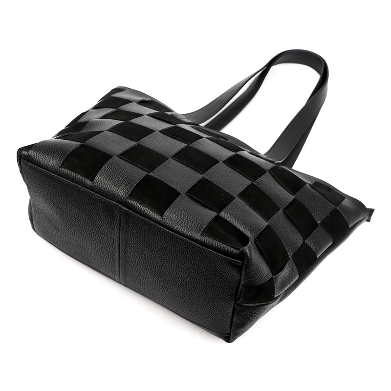 Luka Duża dwukomorowa damska shopperbag pleciony wzór torebka na ramię