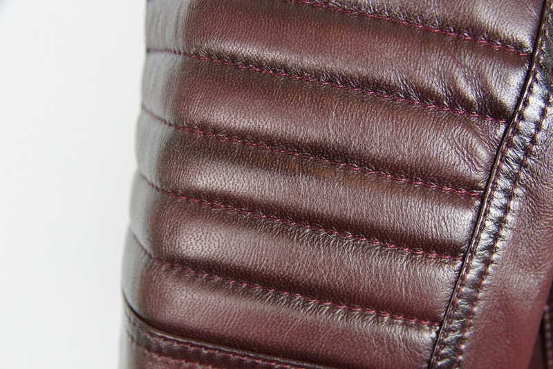 Bukowski męska skórzana kurtka casual zapinana na zamek stójka dekolt