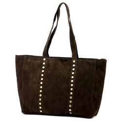 Duża Skórzana damska shopperbag torebka na ramię ze złotymi dżetami Luka