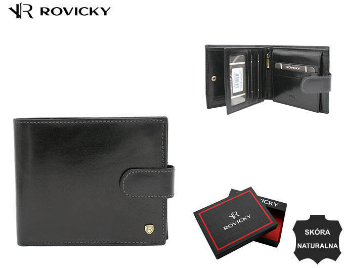 Kompaktowy męski skórzany portfel z RFID Rovicky