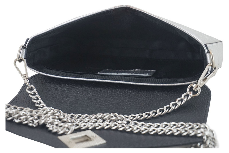 Modna torebka skórzana metalizowana - Złota