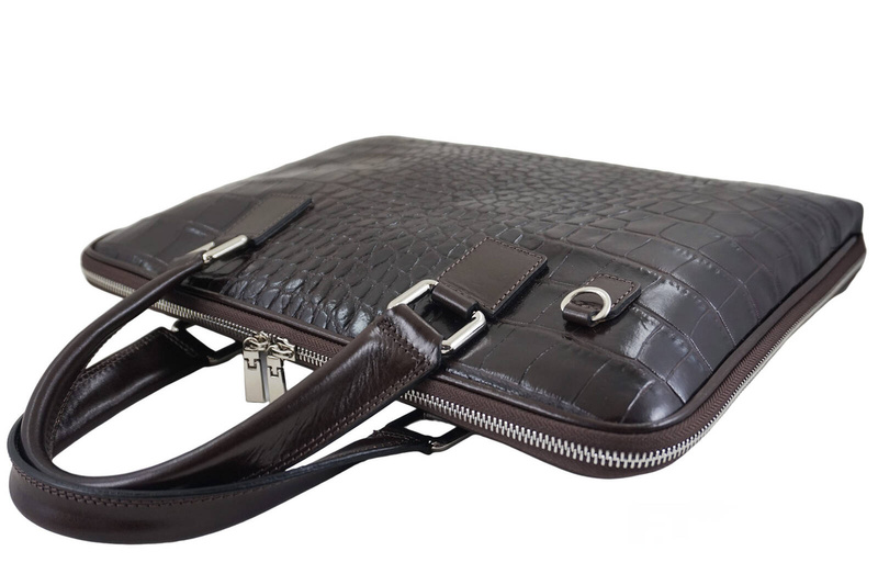 Torba na laptopa damska skórzana Barberinis - Brązowa ciemna