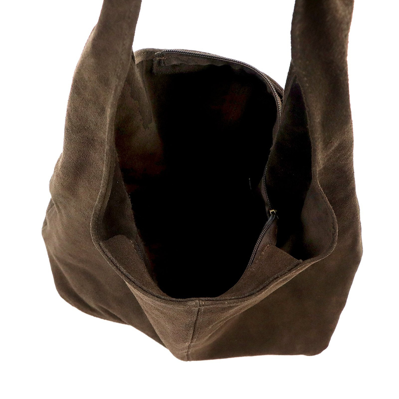 Vera Pelle damska duża torebka na ramię skóra naturalna zamszowa shopperbag