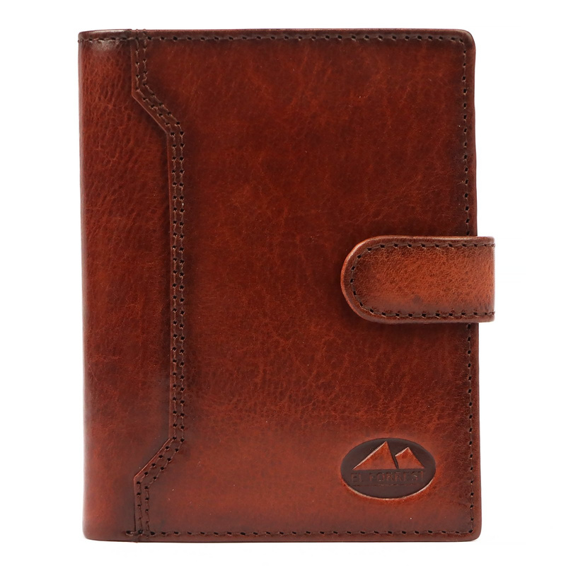 EL FORREST męski portfel pionowy rozbudowany skórzany na zatrzask RFID