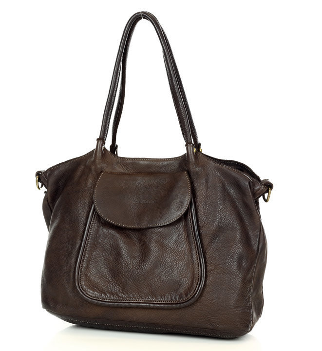 MARCO MAZZINI Torebka skórzana shopper bag ispirato dalla natura brąz