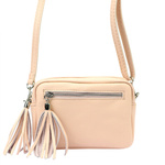 Damska listonoszka torebka Skórzana z brelokiem frędzlem i kieszeniami Luka