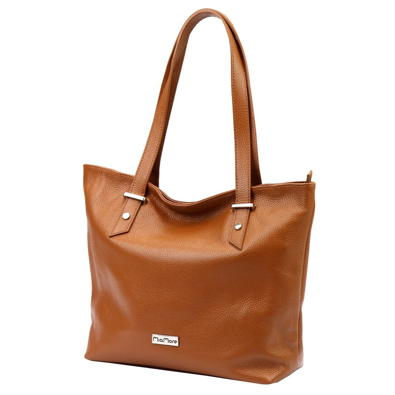 Duża damska shopperbag skórzana z kieszeniami torebka na ramię MiaMore