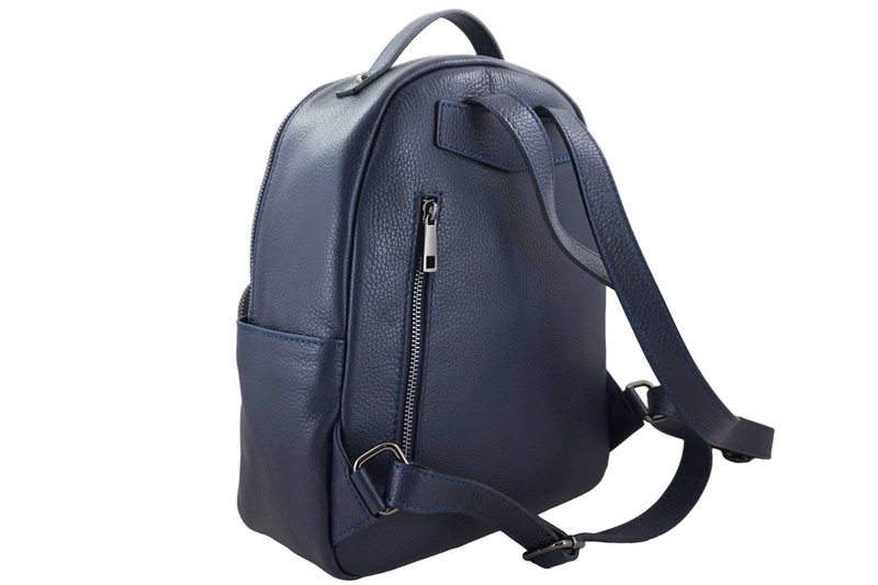 Elegancki plecak skórzany - Granatowy