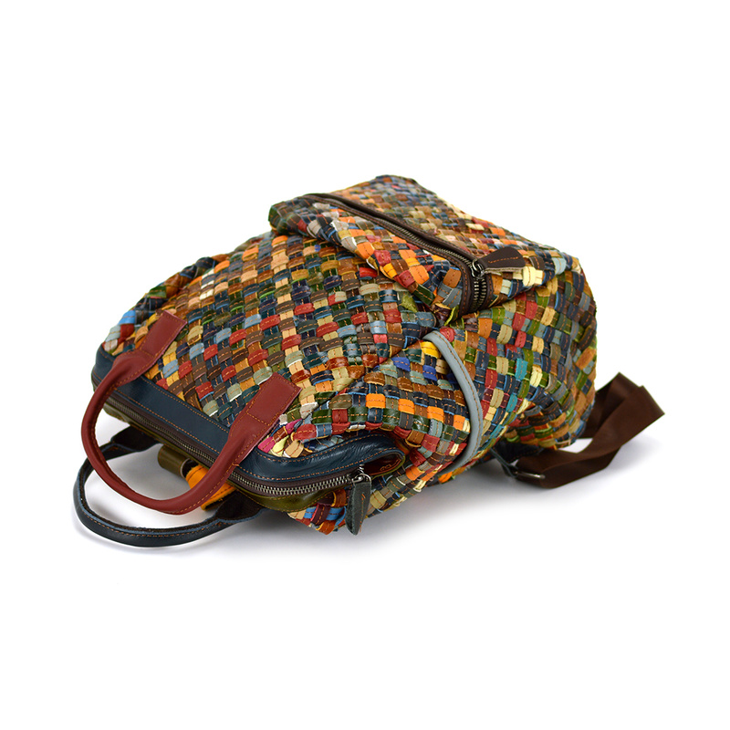 Magic Bags duży plecak damski skórzany kieszenie kolorowa mozaika duży