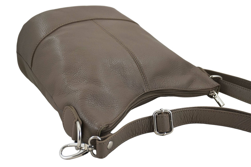 Modna torebka włoska skórzana - Beżowa ciemna