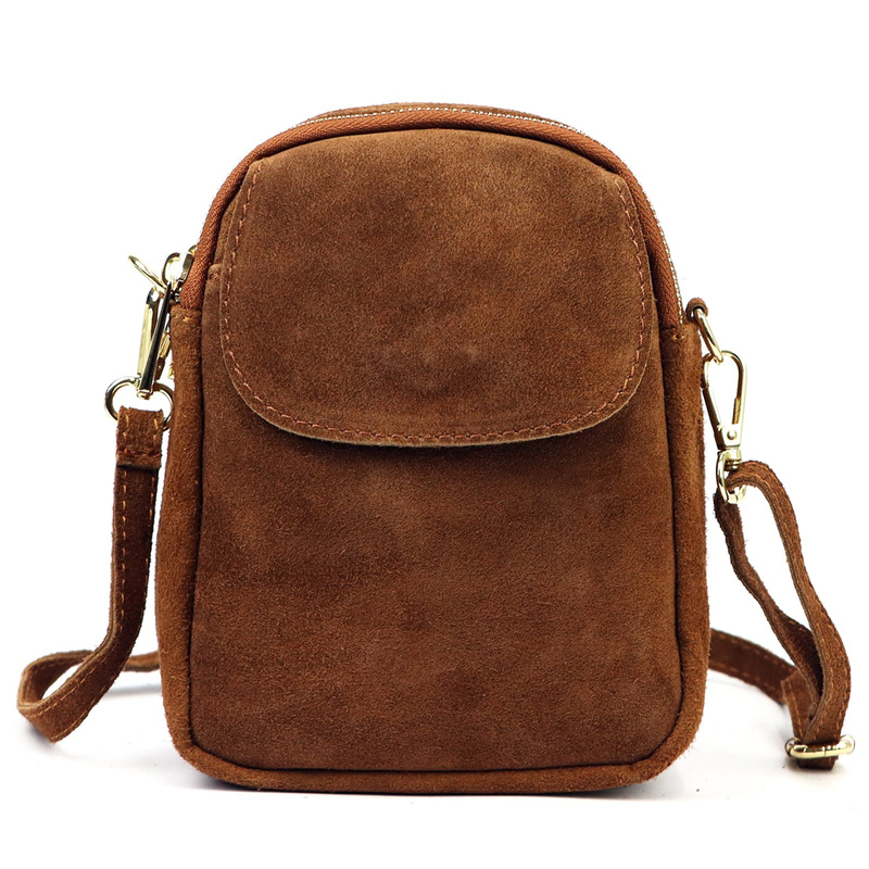 Luka Mała damska dwukomorowa listonoszka skórzana zamszowa przez ramię