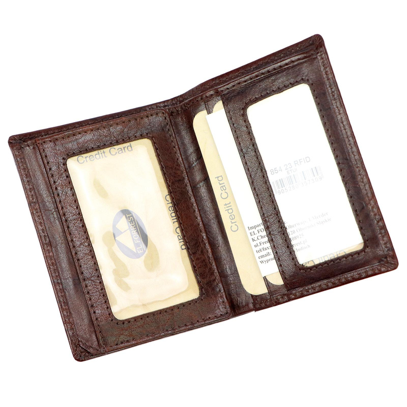EL FORREST męskie etui na karty i dokumenty skórzane pionowe ochrona RFID