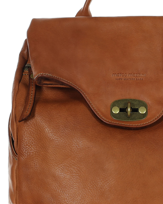 MARCO MAZZINI Duży akademicki plecak old pelle travel big brąz camel