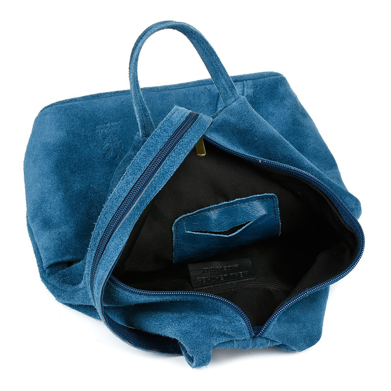 Niebieski Vera Pelle włoski Plecak Skórzany damski mały T53