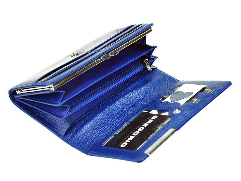 Gregorio damski portfel lakierowany skórzany wzór skóra krokodyla pojemny