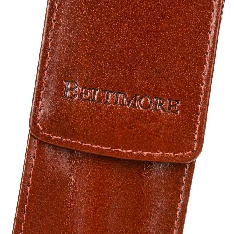 Etui na długopisy pojemne brązowe skórzane Beltimore G91