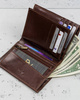 Rovicky męski składany portfel skóra naturalna rozbudowany pionowy RFID