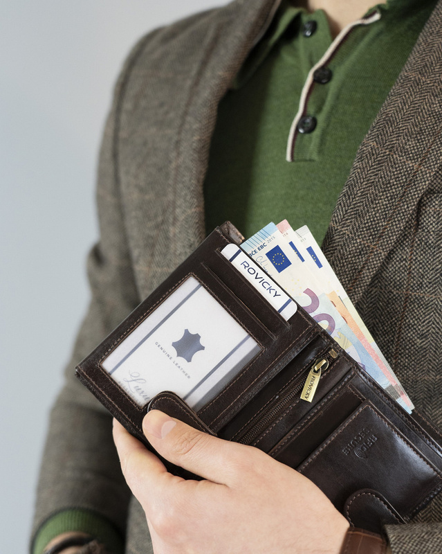 Skórzany męski portfel Rovicky N62L-RVT RFID