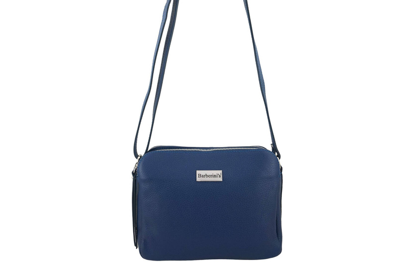 Torebka skórzana damska włoska - Granatowa jasna