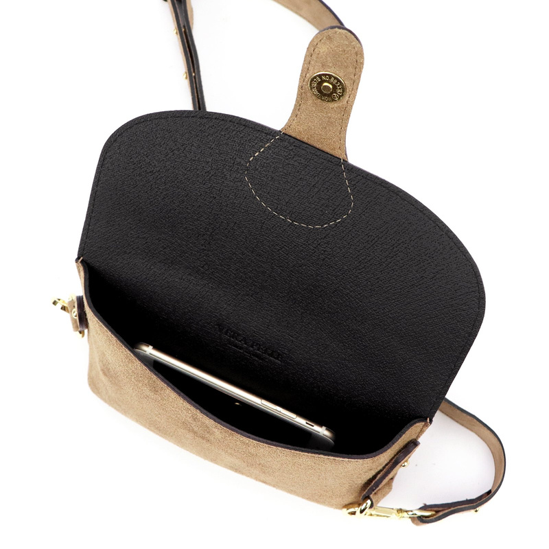 Vera Pelle damska listonoszka na ramię skóra naturalna torebka zamszowa