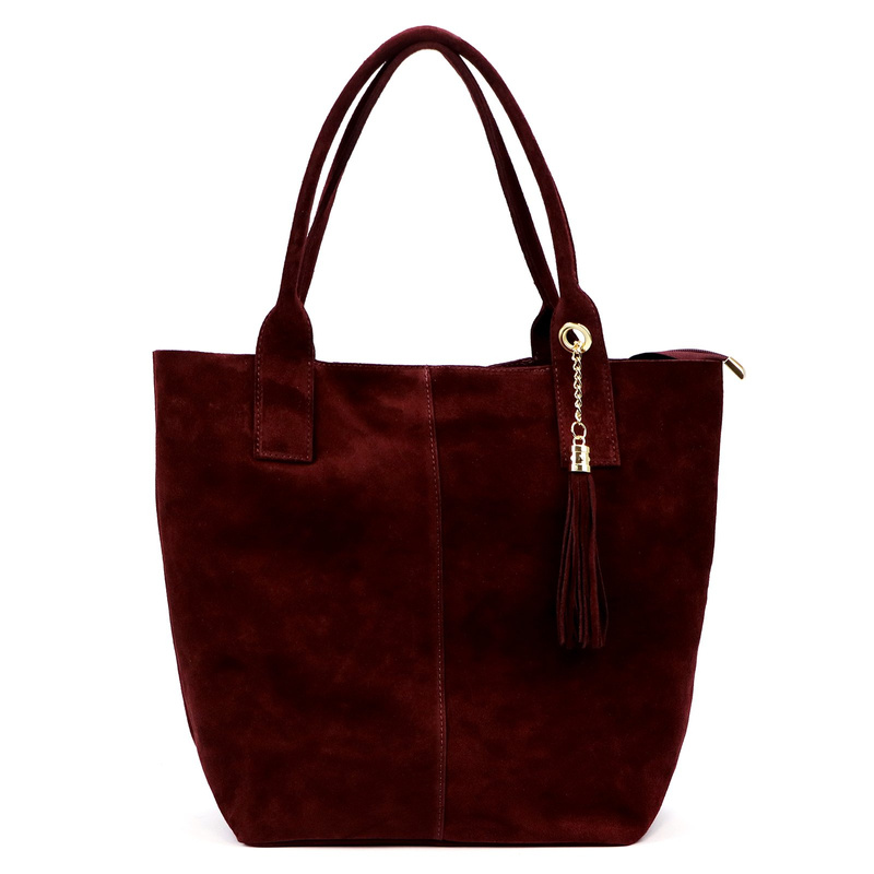 Vera Pelle zamszowa damska shopperbag skóra naturalna torebka na ramię