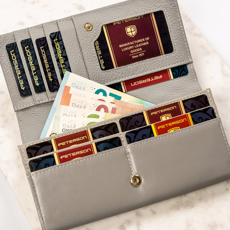 skóra naturalna + Damski portfel ze skóry ekologicznej Peterson PTN PH24-FO-LFL