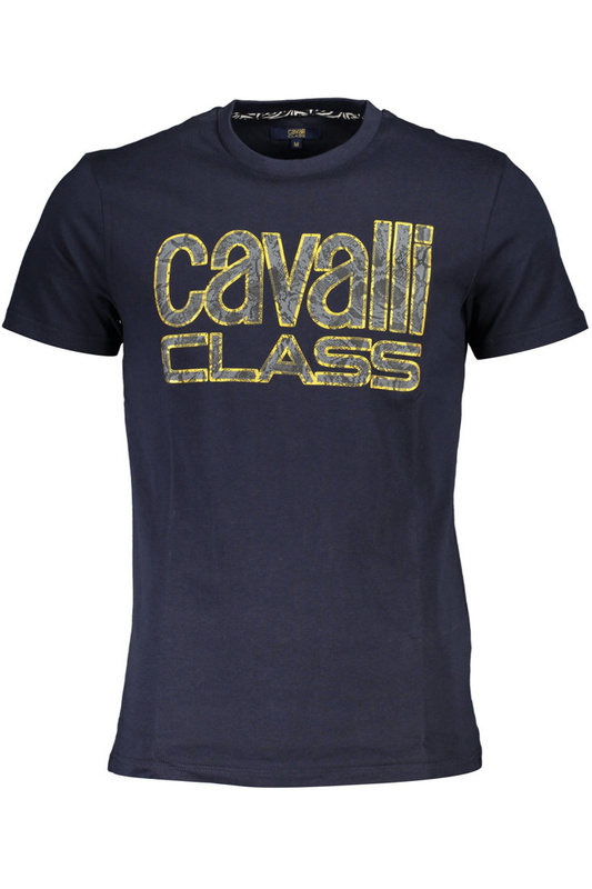 CAVALLI CLASS T-SHIRT Z KRÓTKIM RĘKAWEM MĘSKI NIEBIESKI
