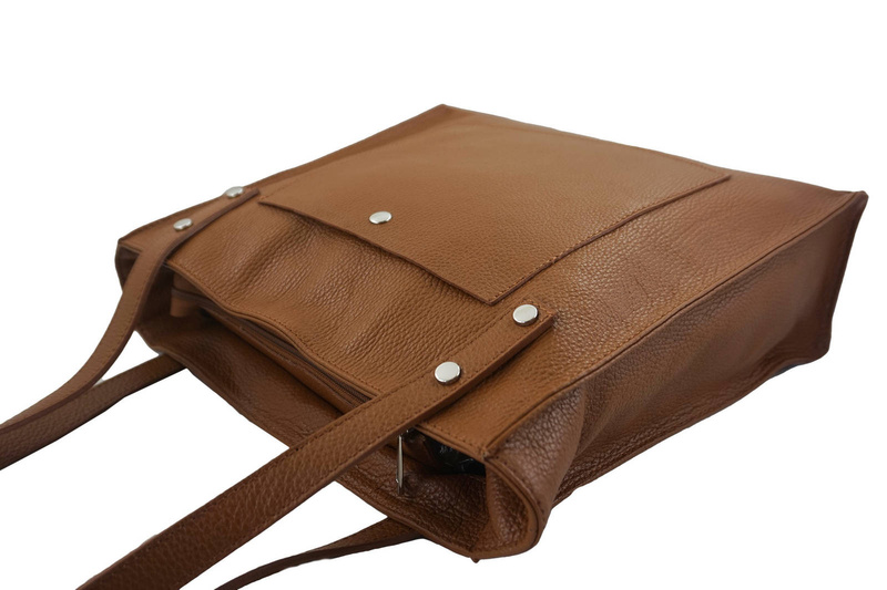 Torebka skórzana na ramię damska - Brązowa jasna