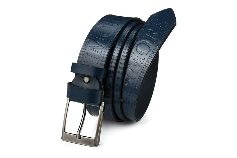 BELTIMORE pasek do spodni granatowy jeans skórzany pas skóra 527 : Kolory - granatowy, Rozmiar pasków - r.95-110 cm
