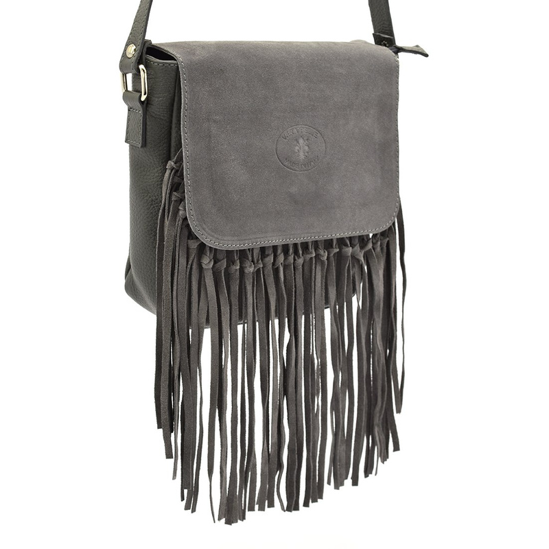 Listonoszka damska zamsz naturalny BOHO frędzle