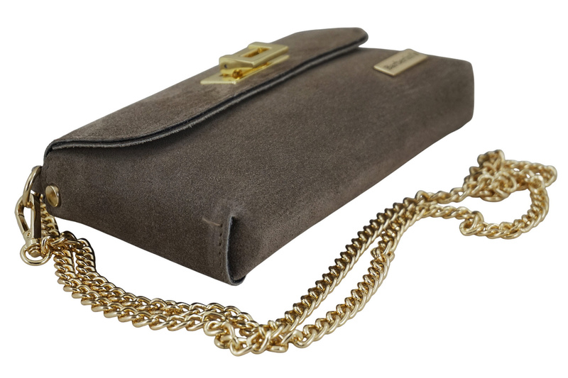 Zamszowa kopertówka na łańcuszku Barberinis - Beżowa ciemna