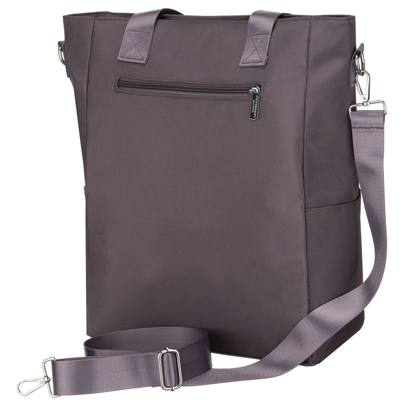 Szara shopperka damska na uchwytach i doczepianym pasku, zamykana suwakiem - Peterson