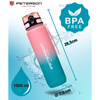 Praktyczny bidon na wodę w niebiesko-różowym kolorze wyposażony w smyczkę - Peterson