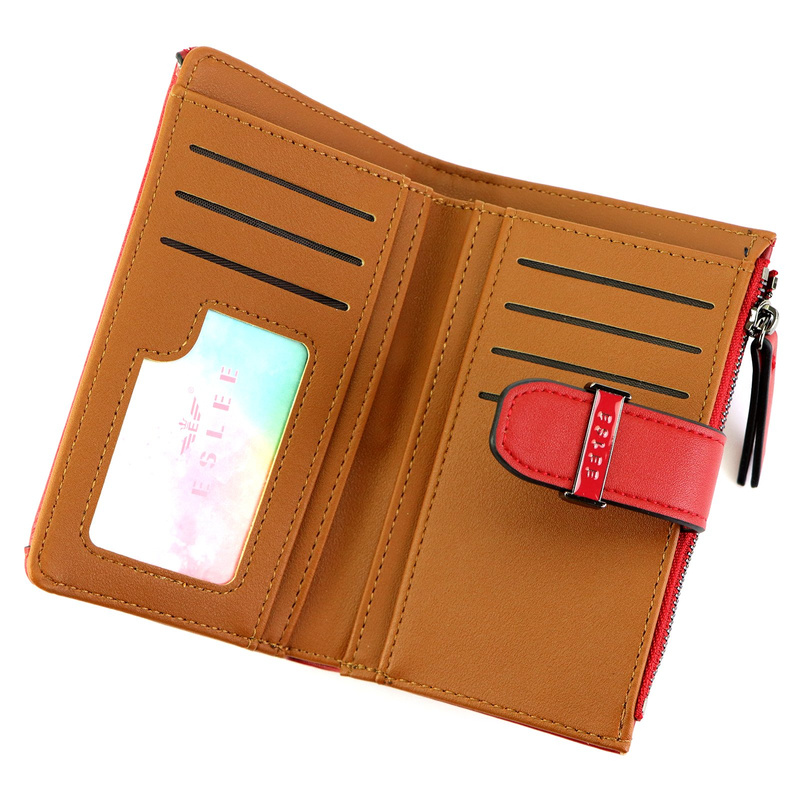 Eslee Duży Portfel Damski Podłużny Pionowy Skóra Eko Na Zatrzask