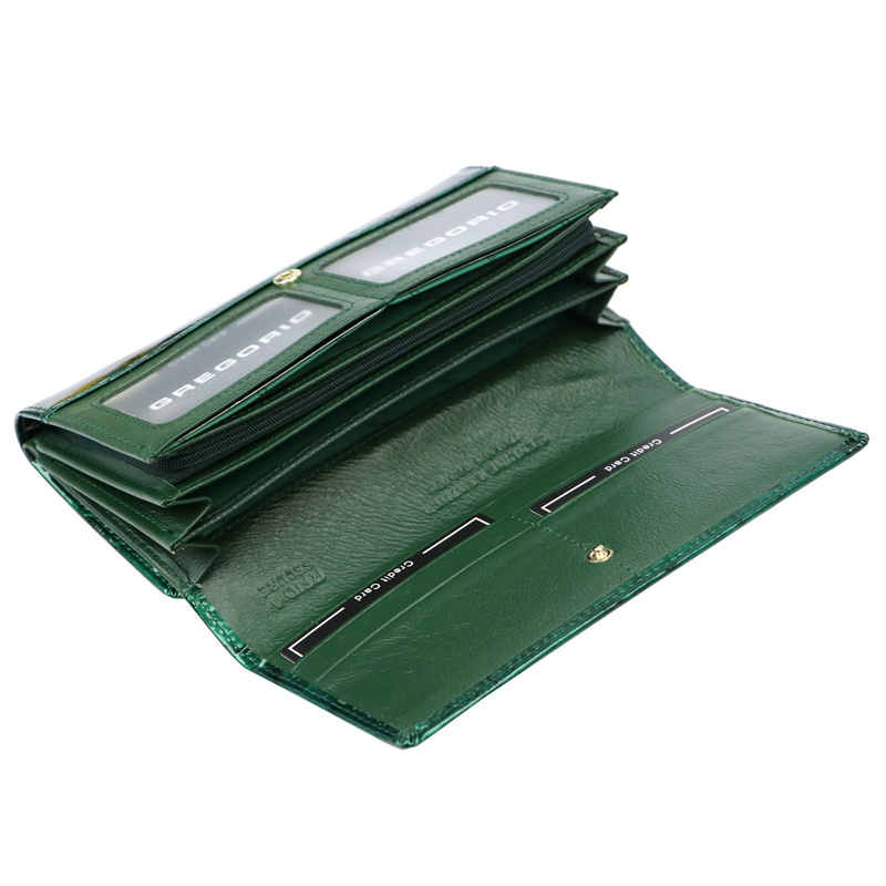 Gregorio damski portfel podłużny skórzana duża portmonetka w motyle