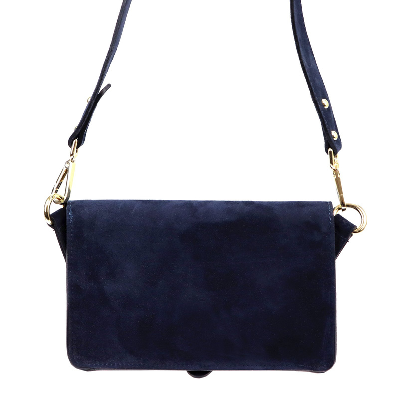 Vera Pelle damska listonoszka na ramię skóra naturalna torebka zamszowa