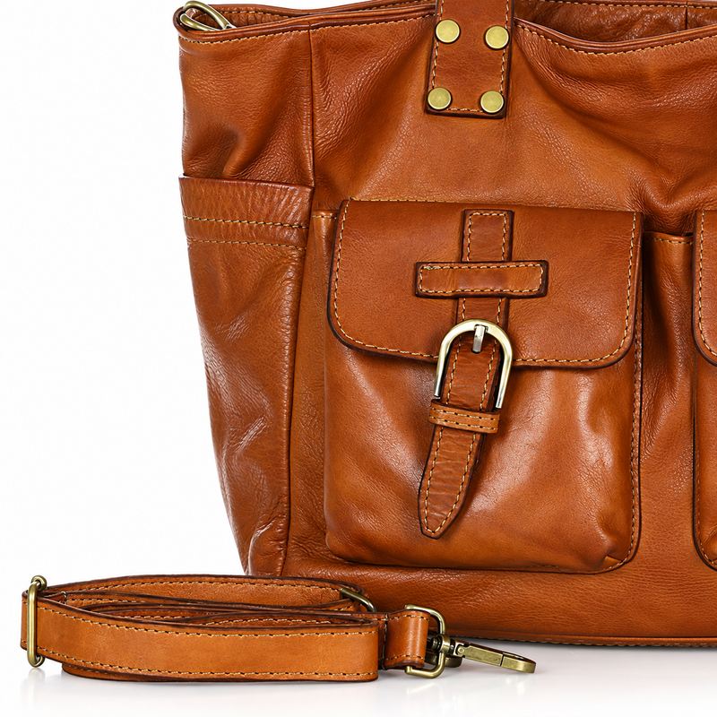 PELLE LAVATA Skórzana Torebka ShopperBag A4 Skórzana Old Look 3 Kieszenie