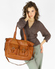 Torba skórzana shopper XL na ramię z dwoma kieszeniami MARCO MAZZINI brąz camel