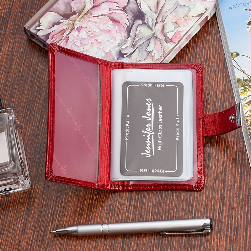 Etui skórzane na dokumenty karty okładka skóra naturalna wizytownik czerwony M32