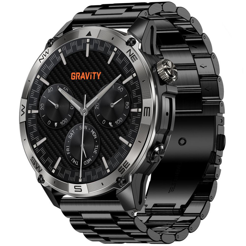 SMARTWATCH MĘSKI GRAVITY GT46-1 - AMOLED, DODATKOWA BRANSOLETA(sg055a)