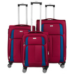 Zestaw walizek podróżnych w czerwono-niebieskim kolorze z wysuwaną rączką - Peterson