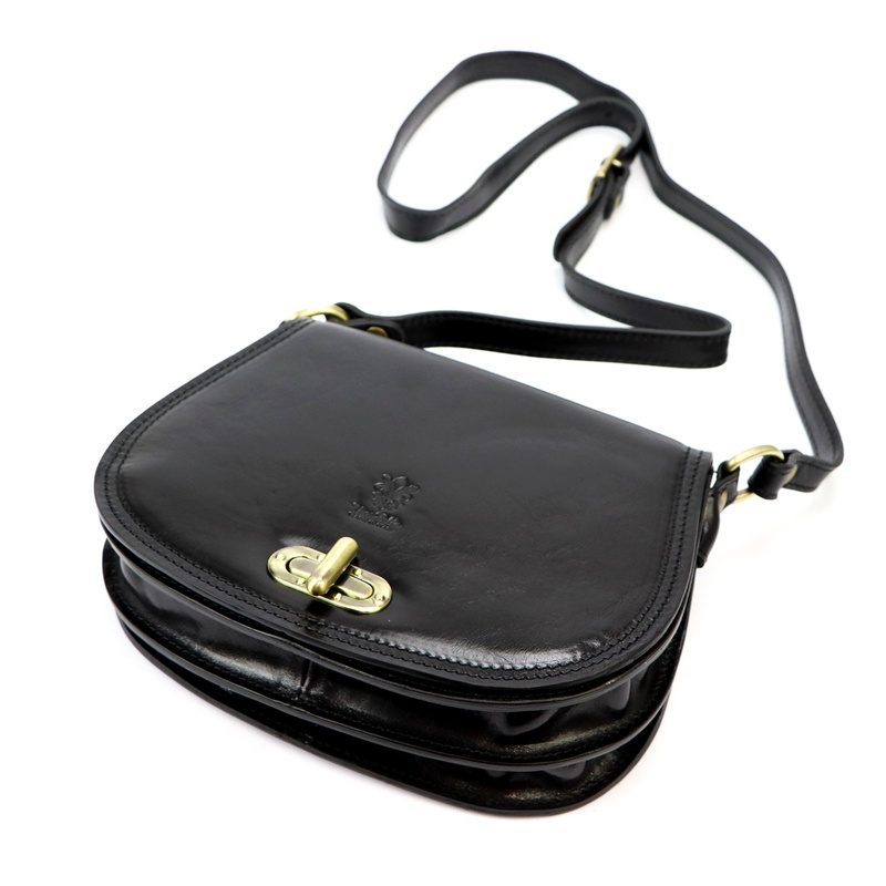 Florence Skórzana damska listonoszka torebka na ramię dwukomorowa z klapą