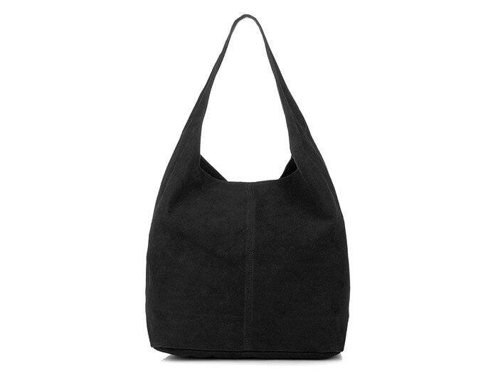 zamszowa torebka skórzana na ramię z saszetką czarna N88